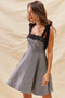 SO ME Houndstooth Fit Flare Mini Dress with Shoulder Tie