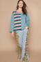 POL Color Block Striped Round Neck Long Sleeve T-Shirt