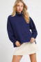 Umgee Turtle Neck Dolman Sleeve Side Slit Sweater with Contrast Detail