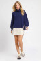 Umgee Turtle Neck Dolman Sleeve Side Slit Sweater with Contrast Detail