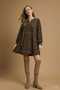 Umgee Leopard Print Long Sleeve Swing Dress