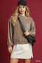 Umgee Velour Crewneck Balloon Sleeve Sweatshirt