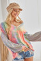 BiBi V Neck Tie Dye French Terry Top with Shiny