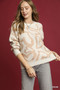 Umgee Heart Print Crew Neck Sweater