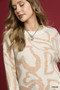 Umgee Heart Print Crew Neck Sweater
