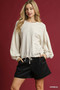 Umgee Linen Long Sleeve Top with Drawstring