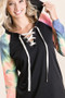 BiBi French Terry Lace Up Hoodie With Tie Dye Sleeves
