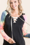 BiBi French Terry Lace Up Hoodie With Tie Dye Sleeves
