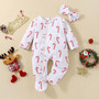 Newborn Boys and Girls Festive Christmas Covered Foot Bodysuit Children's Clothing