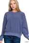 Zenana Soft Fleece Pigment Dye Round Neck Pullover