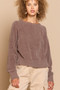 POL Round Neck Backless Sweater with Ribbed Edge