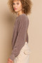 POL Round Neck Backless Sweater with Ribbed Edge