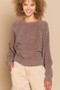 POL Round Neck Backless Sweater with Ribbed Edge