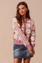 SO ME Floral Stripe Polo Collar Sweater