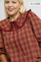 Umgee Full Size Plaid Ruffle Collar Blouse Plus Size