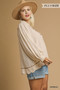 Umgee Full Size Linen Scallop Hem Blouse with Contrast Trim Plus Size