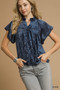 Umgee Crushed Velvet Pleated Blouse