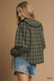 Umgee Full Size Plaid Ruffle Collar Blouse Plus Size