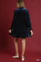 Umgee Velvet Ruffle Trim Mini Dress