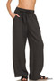 Zenana Woven Crepe Elastic Band Pants
