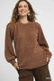 Umgee Textured Long Sleeve Sweater with Ribbed Trim