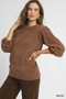 Umgee Textured Long Sleeve Sweater with Ribbed Trim