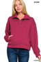 Zenana Scuba Half Zip Sweatshirt with Pockets
