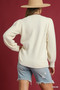 Umgee Textured Long Sleeve Sweater with Ribbed Trim