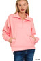 Zenana Scuba Half Zip Sweatshirt with Pockets