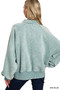 Zenana Acid Wash Fleece Collared Sweatshirt