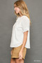 Umgee Peter Pan Collared Button Down Textured Shirt with Ruffled Detail