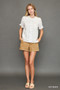 Umgee Peter Pan Collared Button Down Textured Shirt with Ruffled Detail