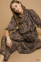 Umgee Leopard Print Ruffle Neck Blouse