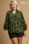 Umgee Full Size Floral Velvet Blouse with Balloon Sleeves Plus Size