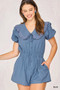Umgee Collared Short Sleeve Button Down Romper