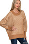 Zenana Exposed Seam Two Tone Ribbed Sweater