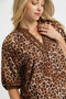 Umgee Full Size Leopard Print Mini Dress with Contrast Trim Plus Size