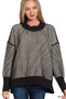 Zenana Exposed Seam Two Tone Ribbed Sweater