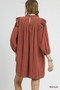 Umgee Linen Ruffle Shoulder Pleated Babydoll Dress