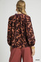 Umgee Floral Velvet Blouse with Balloon Sleeves