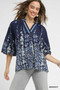 Umgee Full Size Floral Vine Print Blouse with Balloon Sleeves Plus Size