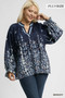 Umgee Full Size Floral Vine Print Blouse with Balloon Sleeves Plus Size