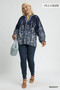 Umgee Full Size Floral Vine Print Blouse with Balloon Sleeves Plus Size