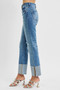 RISEN Full Size High Rise Ankle Straight Wide Cuffed Jeans Plus Size
