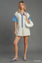 Umgee French Terry Collared Colorblock Romper