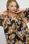 Umgee Autumn Leaf Print Balloon Sleeve Blouse