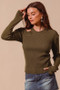 SO ME Rib Knit Top with Shoulder Cut Out