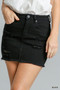 Umgee Distressed Raw Hem High Waist Denim Skirt