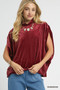 Umgee Velvet Mock Neck Sleeveless Blouse
