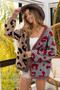 BiBi Leopard Color Block Button Down Sweater Cardigan